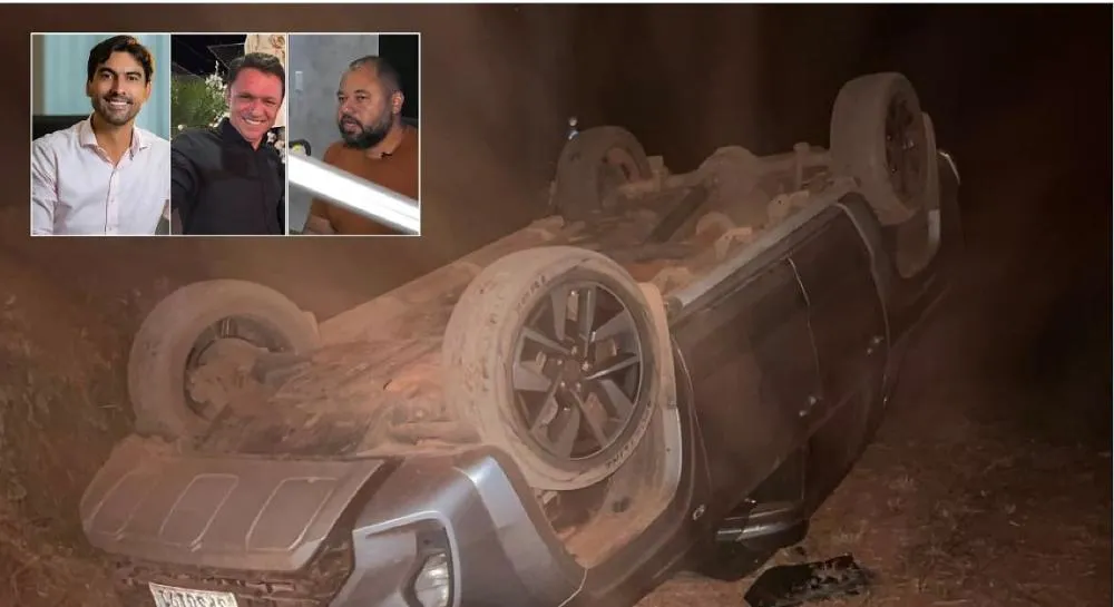 Durante vistoria, carro capota em estrada rural com secretários e prefeito de Campo Verde/MT