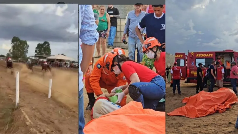 Cavalo não resiste após acidente durante corrida em Jockey Club no município de Canarana; competidor sofreu ferimentos