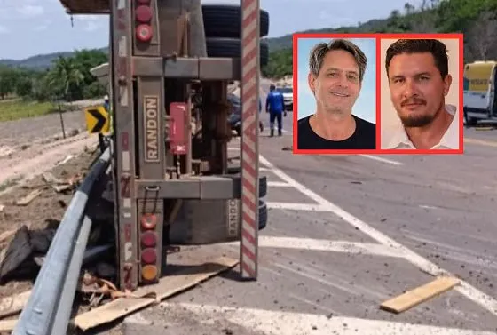 Carreta tomba na BR-163 e mata dois homens em Guarantã do Norte (MT)