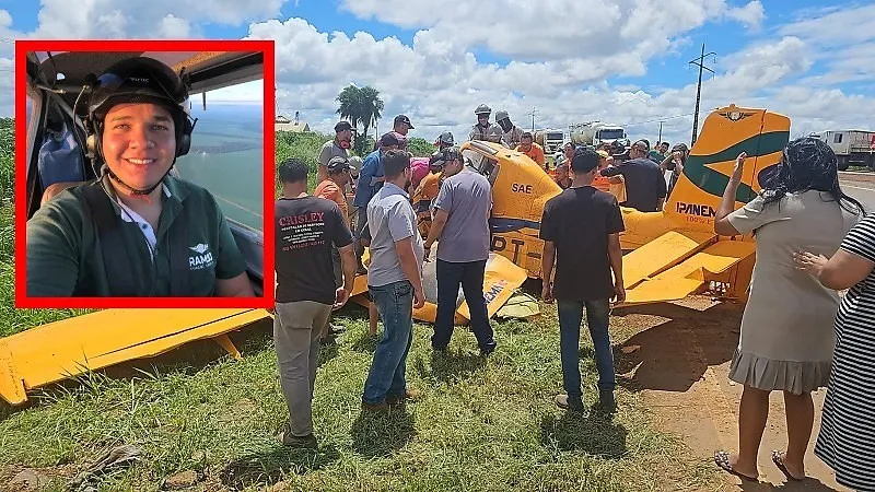 Avião agrícola cai e mata piloto de 23 anos em Primavera do Leste/MT