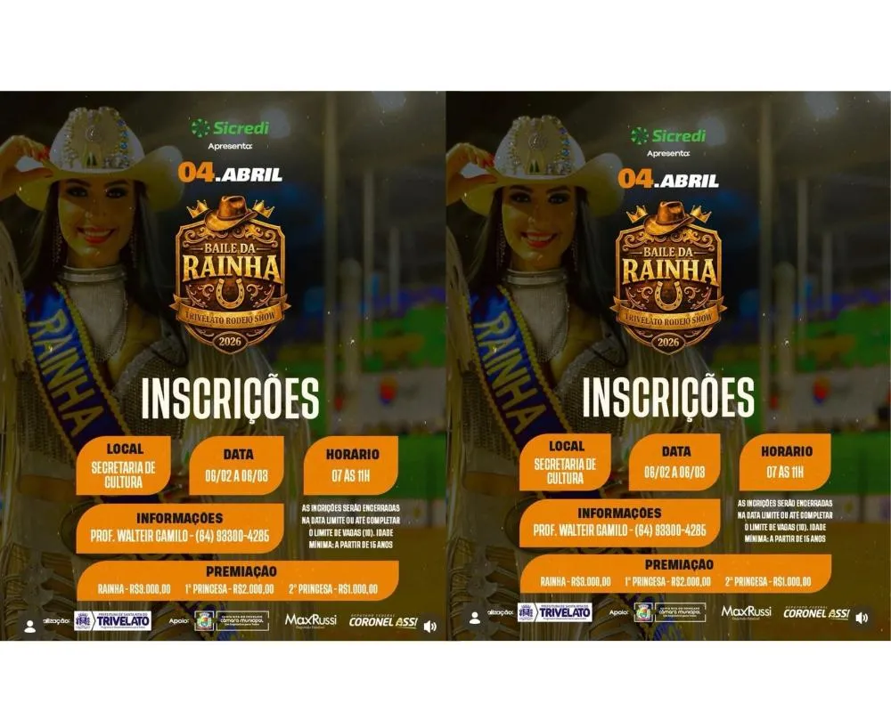 Concurso da Rainha do Trivelato Rodeio Show está com as inscrições abertas e premiação de R$ 3 mil reais