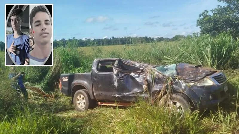 Adolescentes morrem após perder controle de caminhonete e capotar na MT -225 