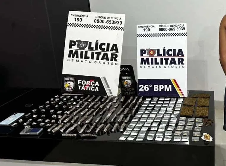 Força Tática prende faccionado com 174 porções de drogas durante abordagem em Nova Mutum