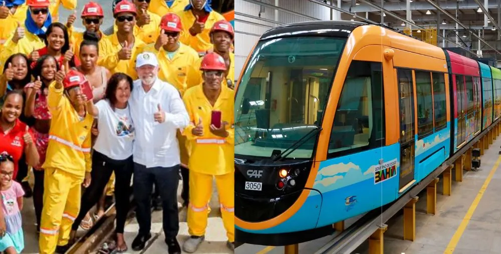 Lula faz viagem inaugural do VLT em Salvador; Os vagões foi comprado de Cuiabá e está em pleno funcionamento