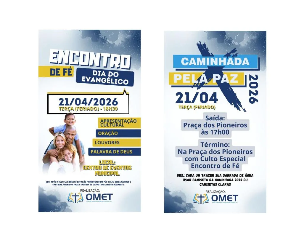 Trivelato realiza Caminhada pela Paz e Encontro de Fé no Dia do Evangélico nesta terça (21)