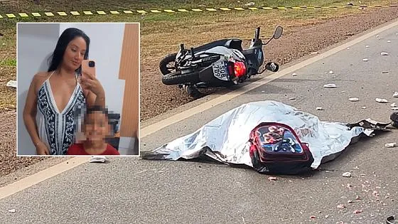 Mulher morre em acidente de moto na BR-364 e filho de 5 anos fica gravemente ferido
