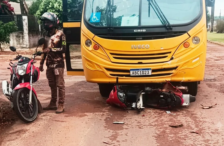 Motociclista morre após colisão com ônibus escolar em Guarantã do Norte